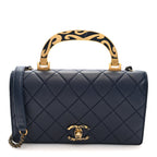 Lambskin Quilted Small Art Nouvelle Flap Bag Navy