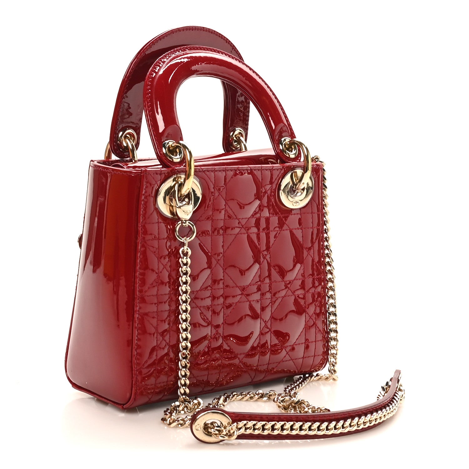 Patent Cannage Mini Lady Dior Red