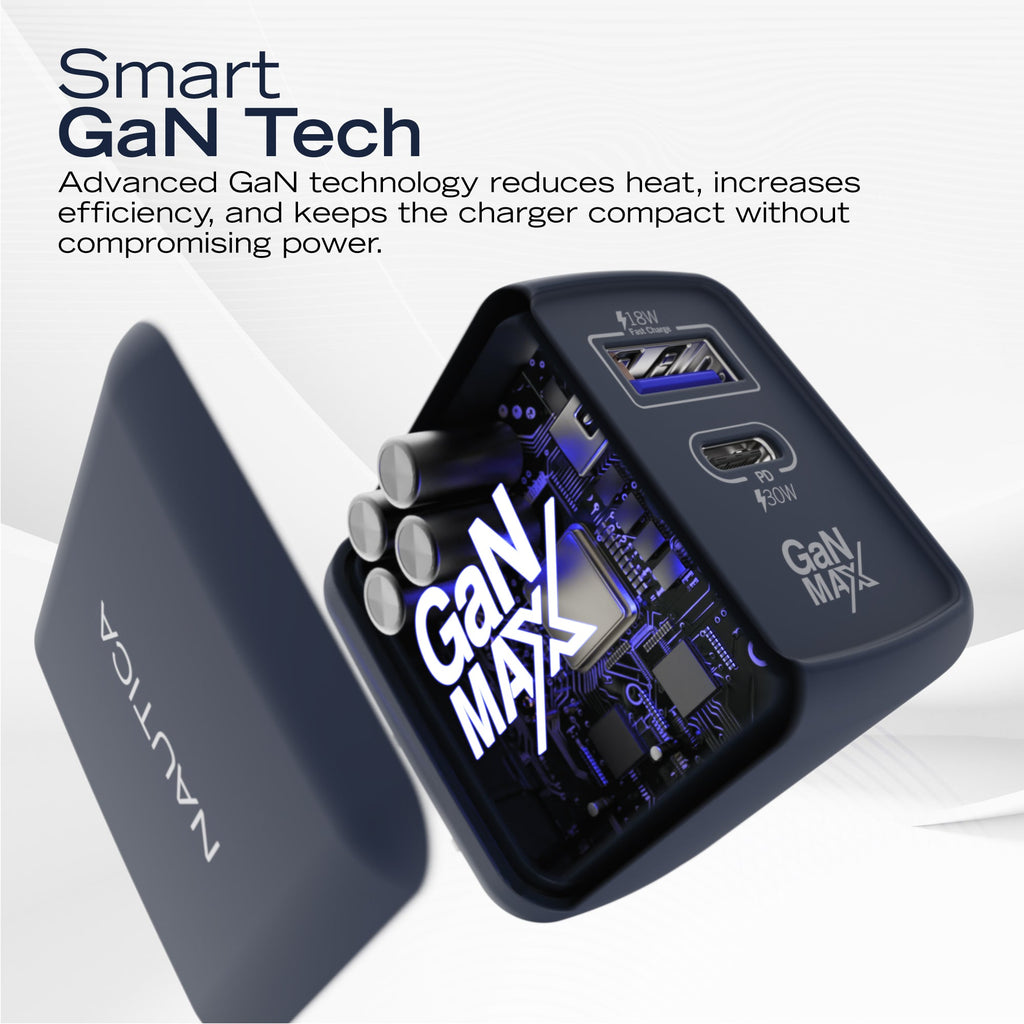 Nautica CH130 Charger - Fast Charging 30W PD USB-C / USB-A QC3.0 Dual Port Wall Charger for iPhone 16/15, Galaxy, Pixel