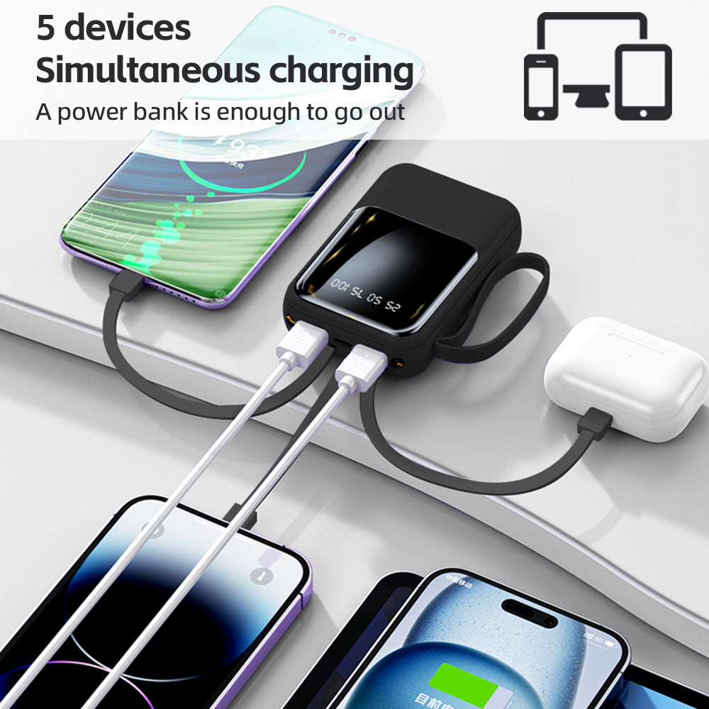 Entronix [3-in-1] Power Bank - 6000 mAh Built-in Cables USB-C/iPhone/Android