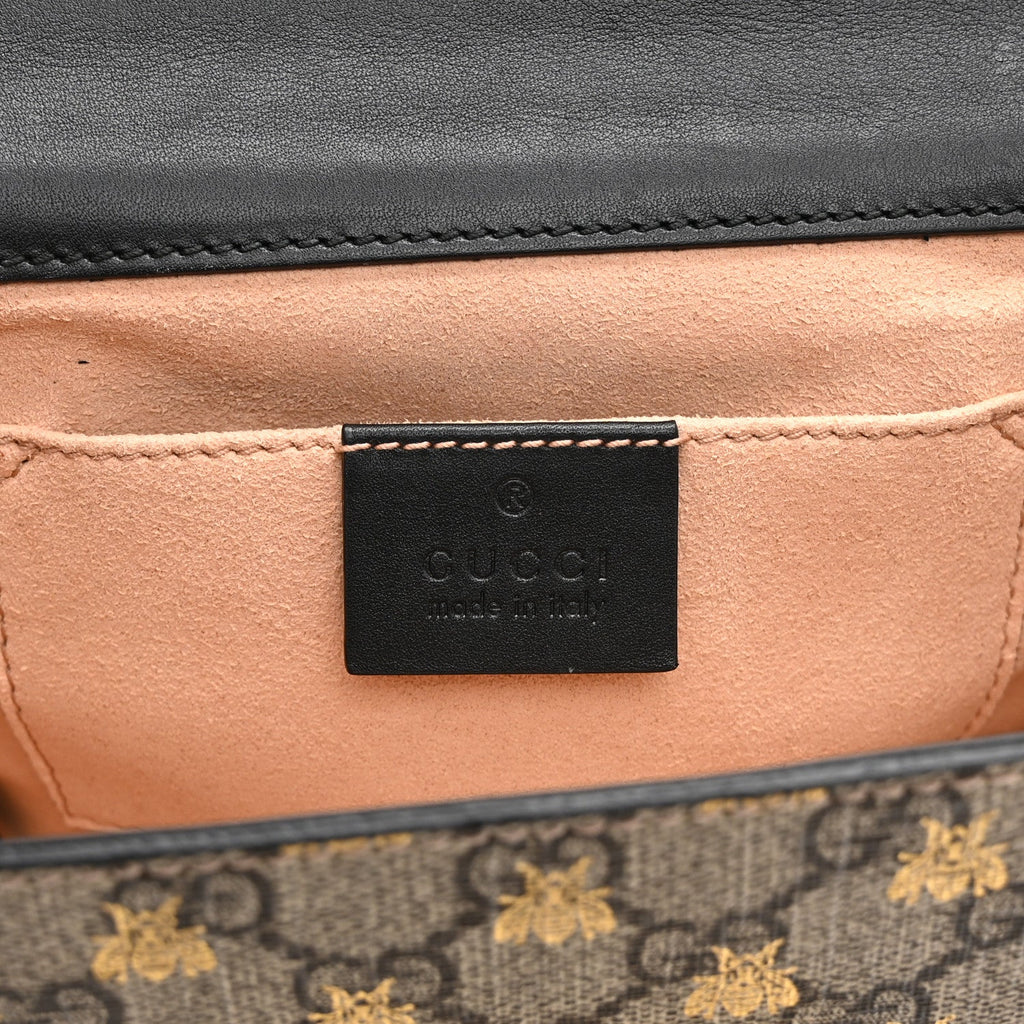 GG Supreme Monogram Bees Small Padlock Shoulder Bag Black