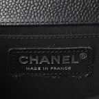 Caviar Chevron Quilted Medium Boy Flap Black