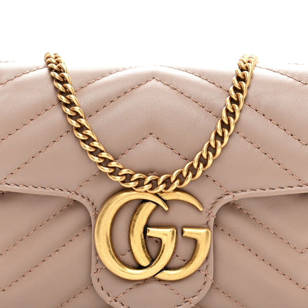 Calfskin Matelasse Super Mini GG Marmont Shoulder Bag Porcelain Rose