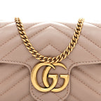 Calfskin Matelasse Super Mini GG Marmont Shoulder Bag Porcelain Rose