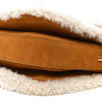 Suede Shearling Horsebit 1955 Shoulder Bag Honey Beige Milk