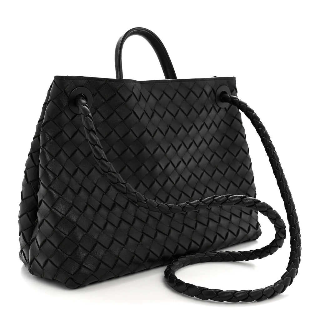 Nappa Intrecciato Medium Andiamo Shoulder Bag Black