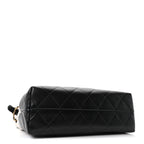 Suede Calfskin Shiny Lambskin Quilted Small Coco Base Shopping Bag Grey Black