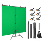 5×6.5FT T-Shape Photo Video Backdrop Stand Heavy Duty Background Stand Adjustable Photography Backdrop Stand with 6 Spring Clamps Sandbag Carry Bag for Studio Party Wedding