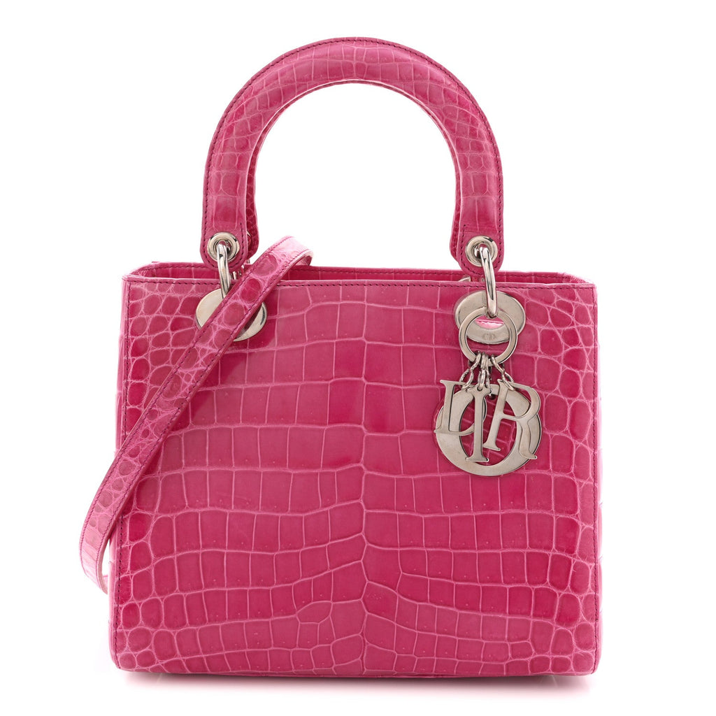 Alligator Medium Lady Dior Pink