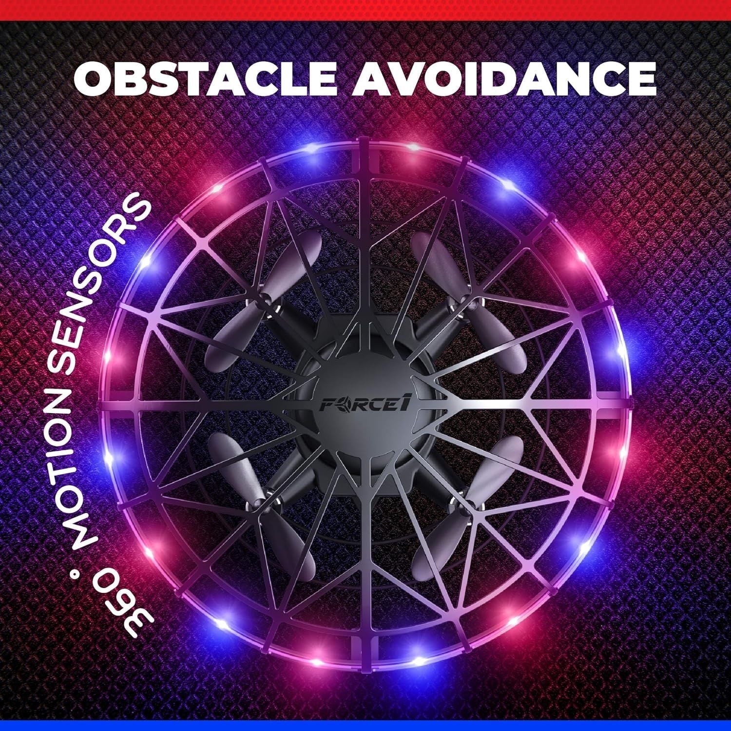 LED Hand Operated Drone for Kids or Adults - Hands Free Motion Sensor Mini Drones, Easy Indoor Flying Orb Ball Small UFO Toy for Boys and Girls (Red/Blue)