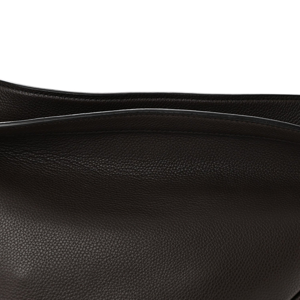 Grained Calfskin Large Slouchy Banana Bag Brunette
