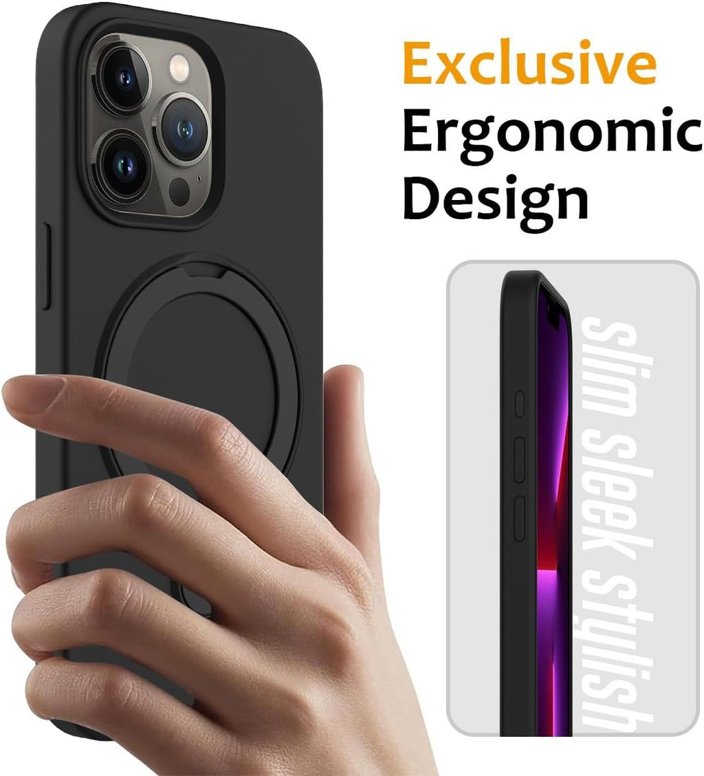 Entronix [Magnetic] Case Compatible with iPhone 16 Pro - Soft-Touch Liquid Silicone Gripstand