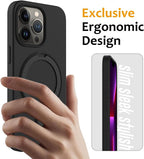 Entronix [Magnetic] Case Compatible with iPhone 16 Pro - Soft-Touch Liquid Silicone Gripstand