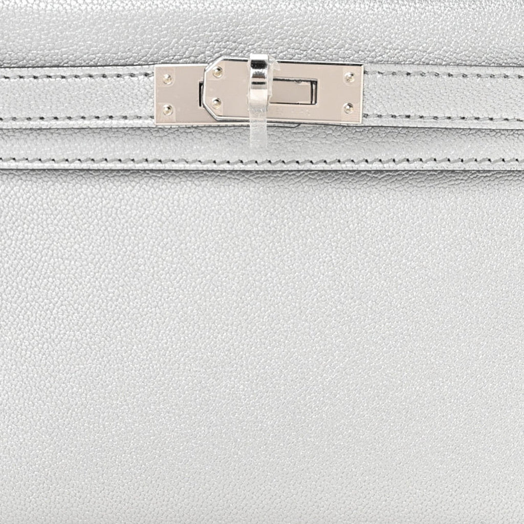 Metallic Chevre Chamkilight Mini Kelly Sellier 20 Argent