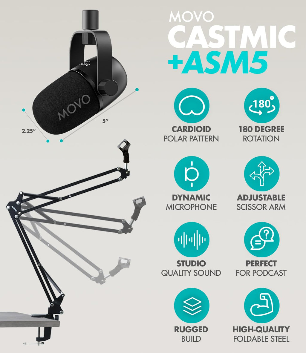 Movo PodPro-AH Portable Podcasting Bundle for 2 for Smartphones and Computers