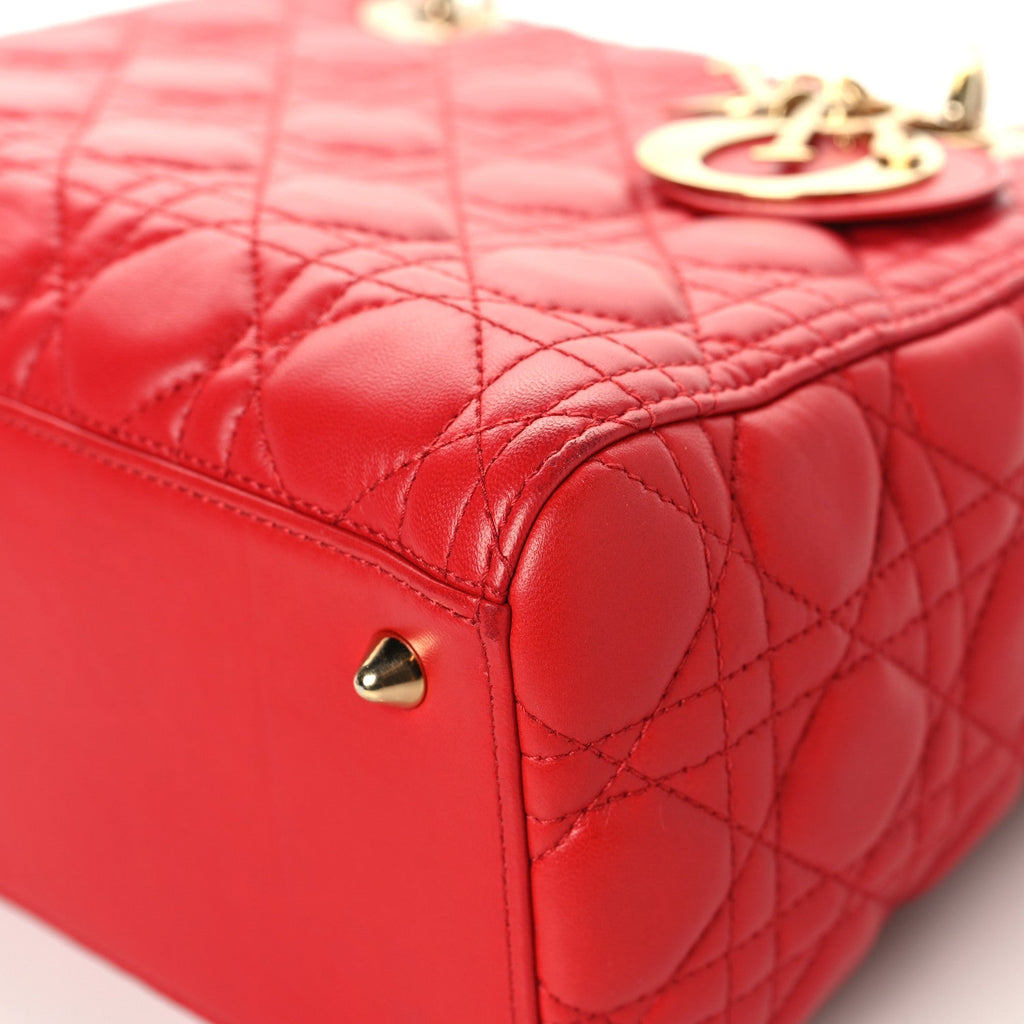 Lambskin Cannage Medium Lady Dior Red