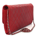 Lambskin Quilted Chain Clutch Flap Red