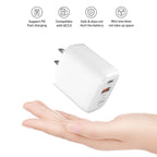 20W Pd Dual Ports Travel Wall Charger Adapter Fast Charging With 4Ft Usb-C To 8-Pin Cable