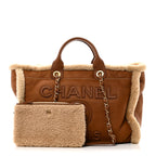 Lambskin Shearling Medium Deauville Tote Brown