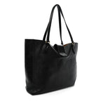 New Sakai Calfskin Lux Medium Dahlia Tote  Black