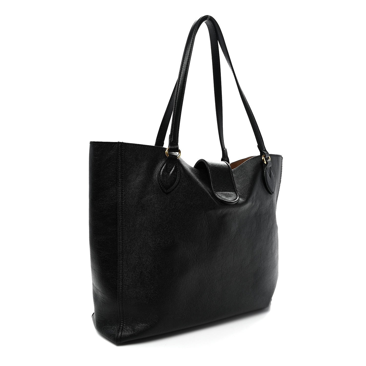 New Sakai Calfskin Lux Medium Dahlia Tote  Black