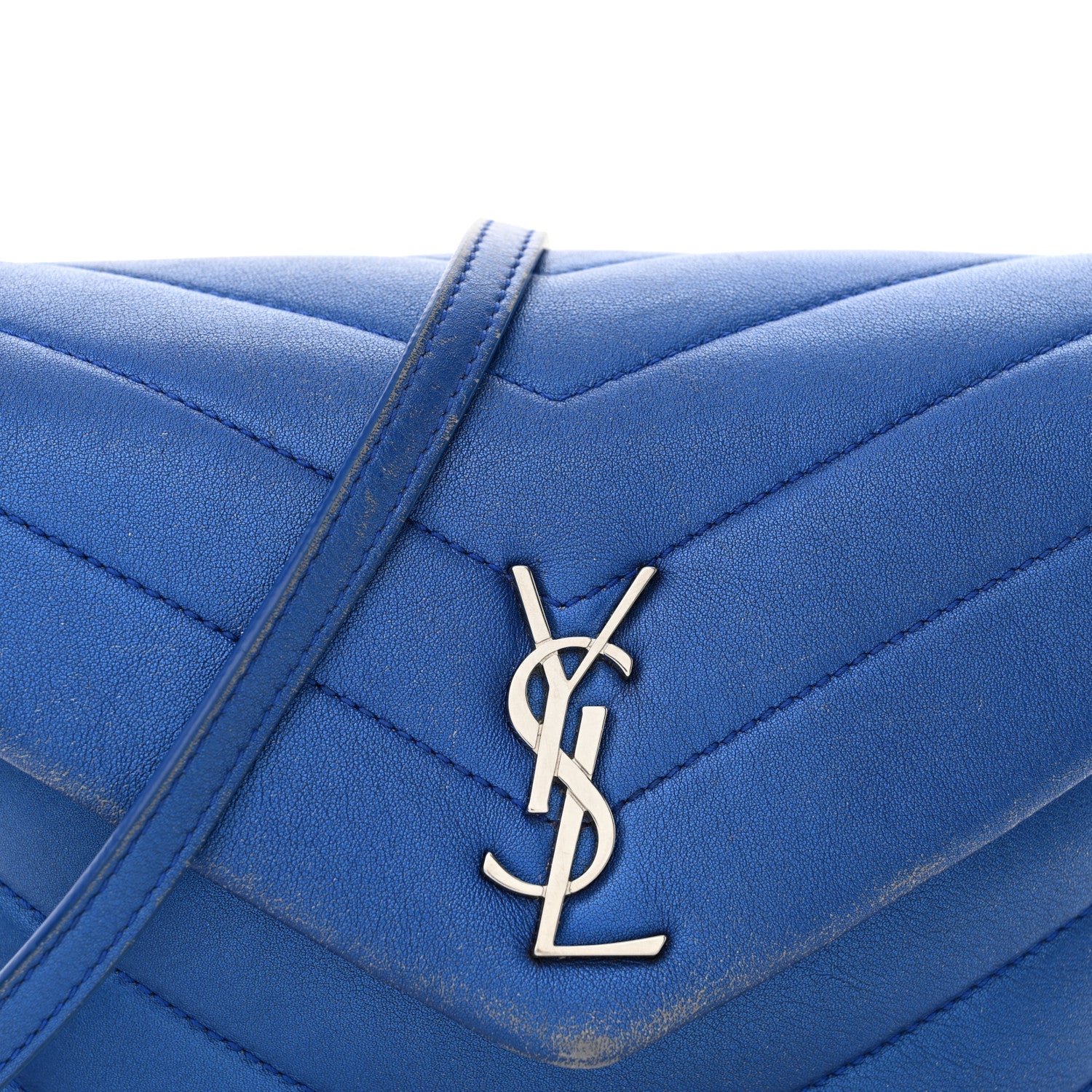 Metallic Calfskin Y Quilted Monogram Toy Loulou Crossbody Bag Blue Royal