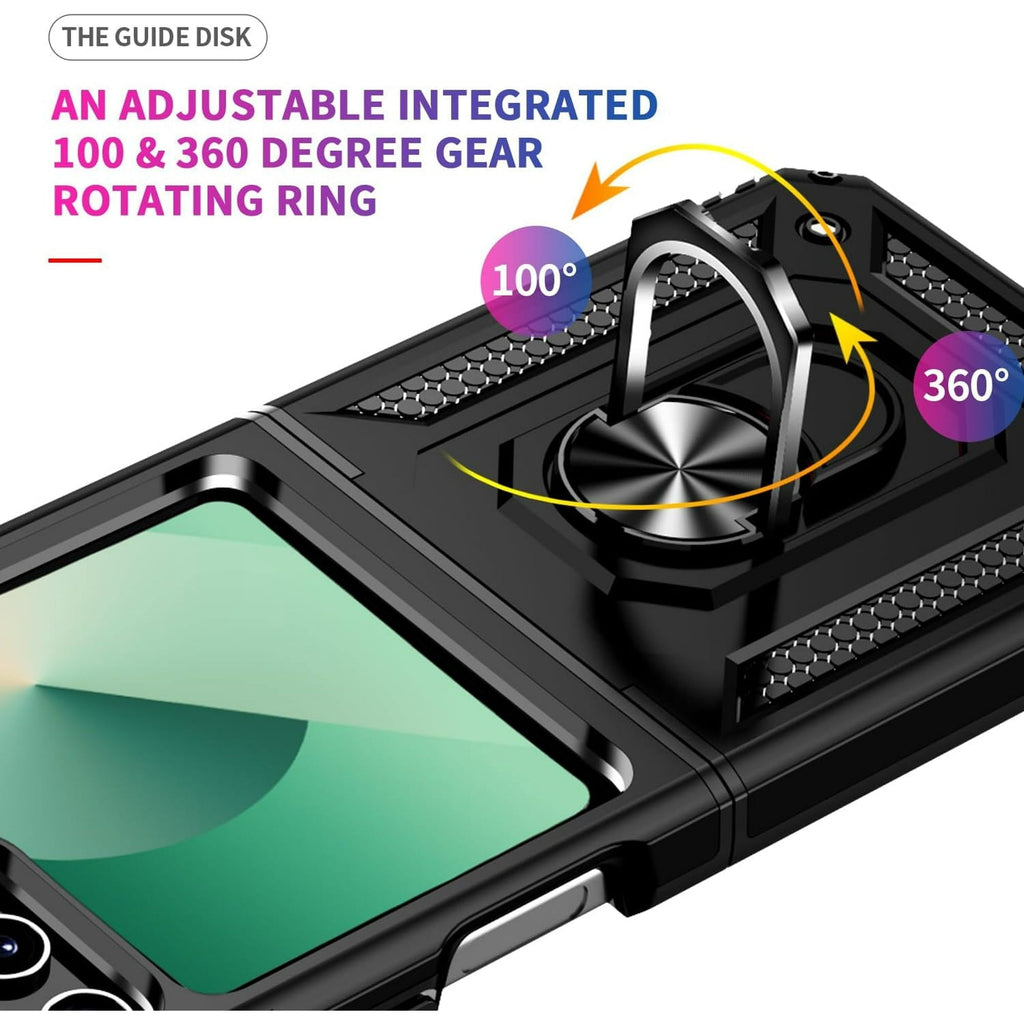 Entronix Case Compatible with Galaxy Z Flip 6 - Dual-Layer Guard Gripstand