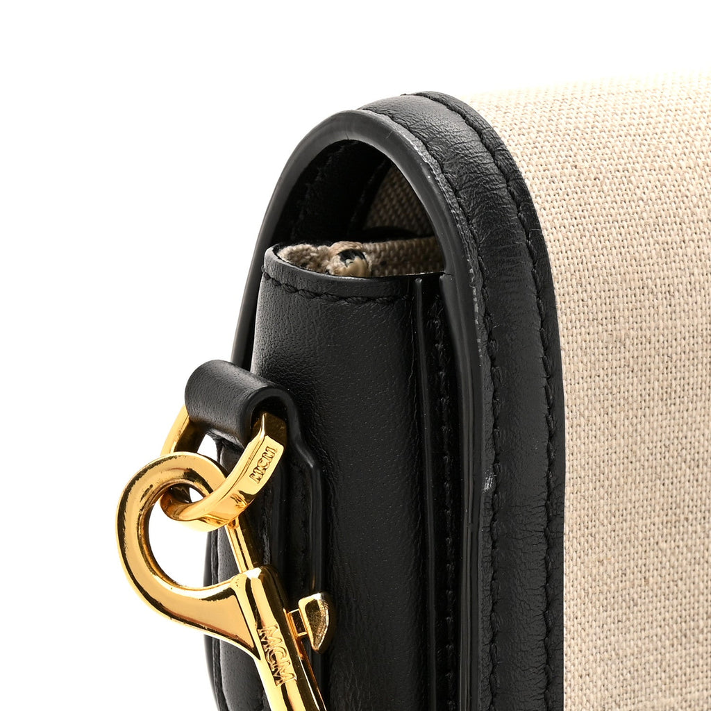 Calfskin Linen Small Travia Crossbody Black
