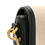 Calfskin Linen Small Travia Crossbody Black