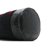 Wool Calfskin Embroidered Paris Hamburg Drawstring Backpack Black