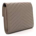 Lambskin Matelasse Chevron Monogram Cassandre Flap Pouch Dark Beige