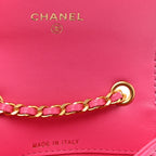 Lambskin Enamel Quilted Mini Chain Belt Bag Pink