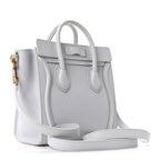 Drummed Calfskin Nano Luggage Pearl Blue