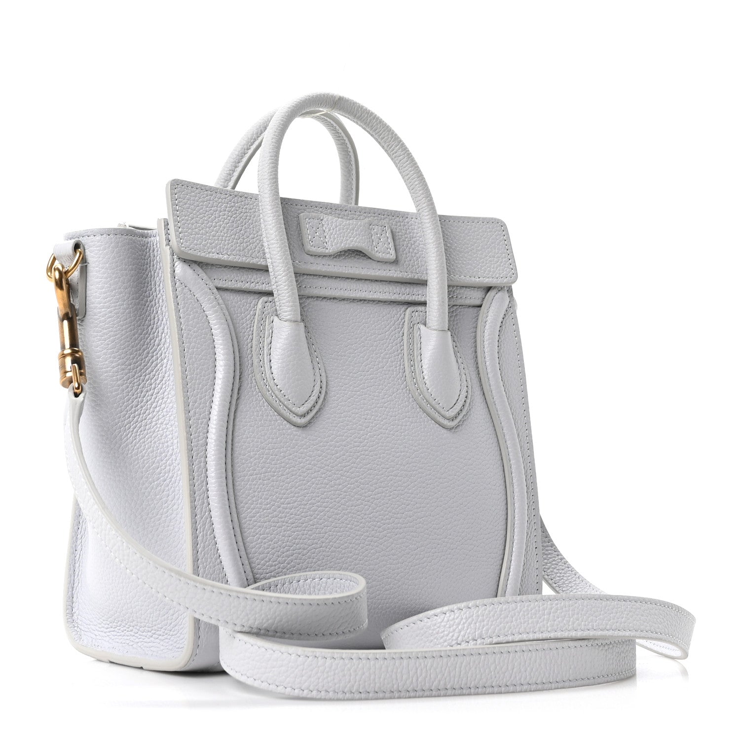 Drummed Calfskin Nano Luggage Pearl Blue