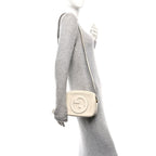 Sakai Be Green Calfskin Diagonal Stitched Small Blondie Shoulder Bag Mystic White