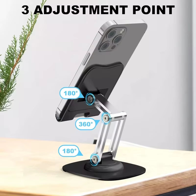 360° Rotating Portable Tablet and Phone Holder - Folding Lazy Desktop Stand for iPad, iPhone, and Xiaomi Devices