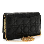 Supple Calfskin Caro Pouch with Chain Black