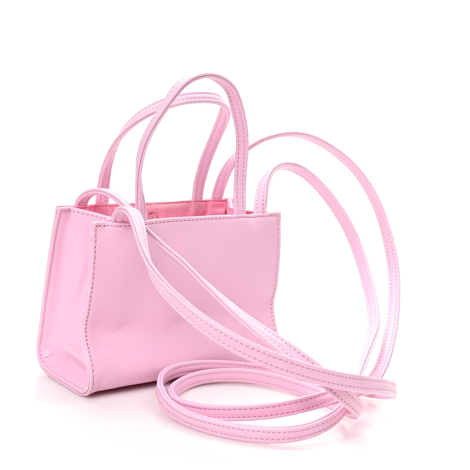 Vegan Leather Small Shopping Bag Bubblegum