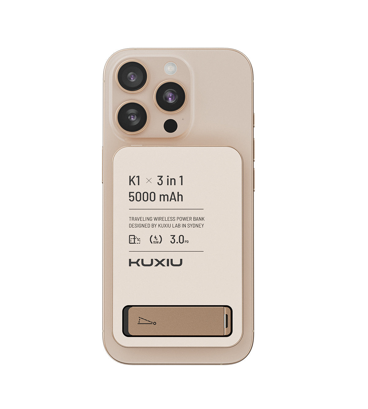 KUXIU K1 15W Fast Charging 3-in-1 MagSafe Wireless Power Bank - 5000mAh - Desert Titanium