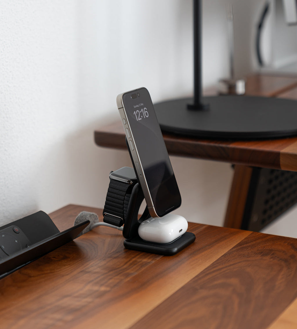 KUXIU X40 3-in-1 MagSafe Foldable Charging Stand - Black