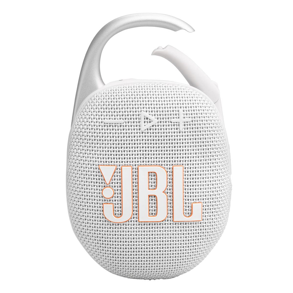 JBL Clip 5 Ultra Portable Bluetooth Speaker with gSport Carbon Fiber Case (White)