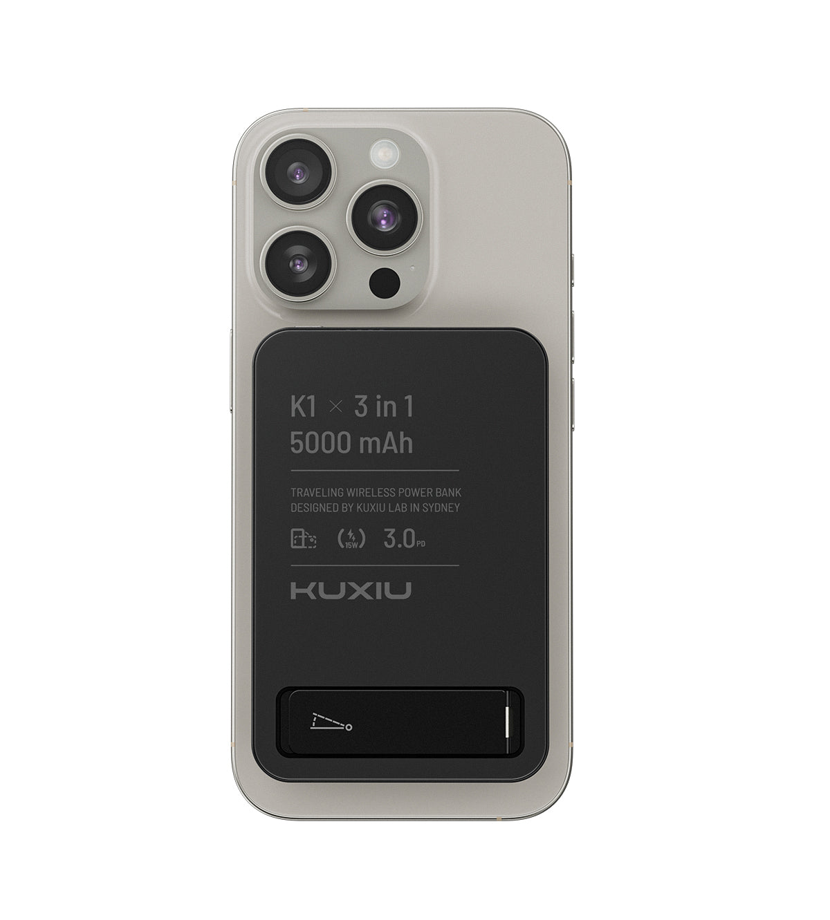 KUXIU K1 15W Fast Charging 3-in-1 MagSafe Wireless Power Bank - Black