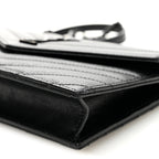 Grain De Poudre Matelasse Chevron Monogram Monochrome Envelope Chain Wallet Black