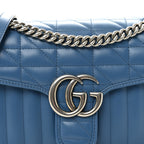 Calfskin Matelasse Aria Small GG Marmont Shoulder Bag  Clear Blue