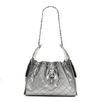 Metallic Caviar Quilted Small Chanel 25 Handbag Anthracite