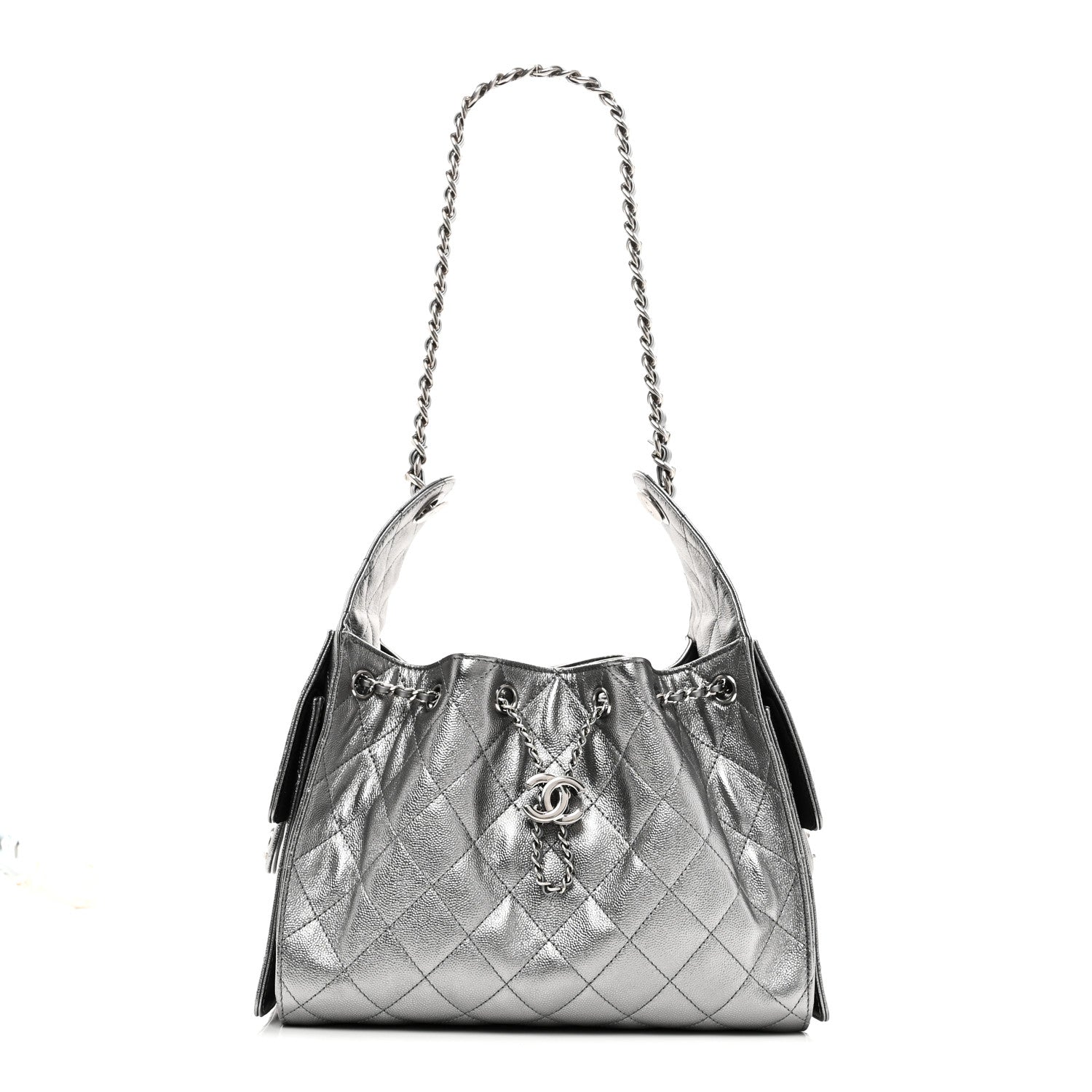 Metallic Caviar Quilted Small Chanel 25 Handbag Anthracite