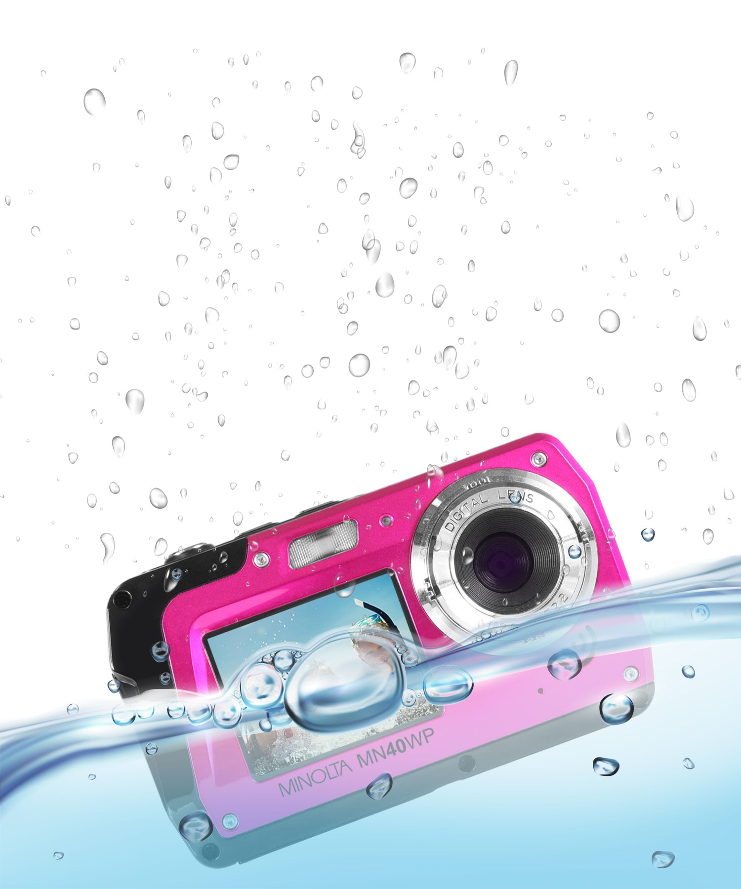 MINOLTA MN40WP 48 MP / 2.7K Quad HD Waterproof Camera w/Dual LCD (Blue)