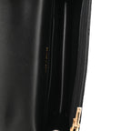 Lambskin Quilted Flap Phone Holder With Chain Black