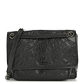 Crinkled Calfskin Matelasse Monogram Medium Niki Chain Satchel Storm