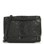 Crinkled Calfskin Matelasse Monogram Medium Niki Chain Satchel Storm
